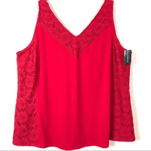 LANE BRYANT RED LACE TOP NWT
